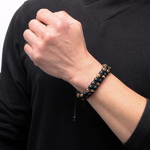 Miniatura 2 de JoycuFF Triple Protection Bracele for Men Bead Bracelets for Men Boyfriend Husband Brother Son Triple Protection Bracele for Men Bead Bracelets
