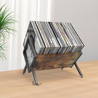 Vinyl Record Storage, 70-90 LP Vinyl Record Holder Retro Style Organizer For Albums, Magazine, Book, Files
