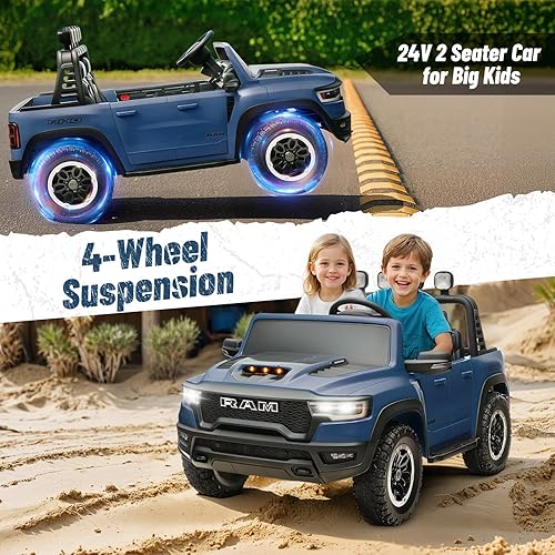 Miniatura 4 de Auto eléctrico para niños, Ram 1500 RHO, juguetes de paseo de 24 V para niños grandes, funciona con batería con control remoto para padres, luz LED,
