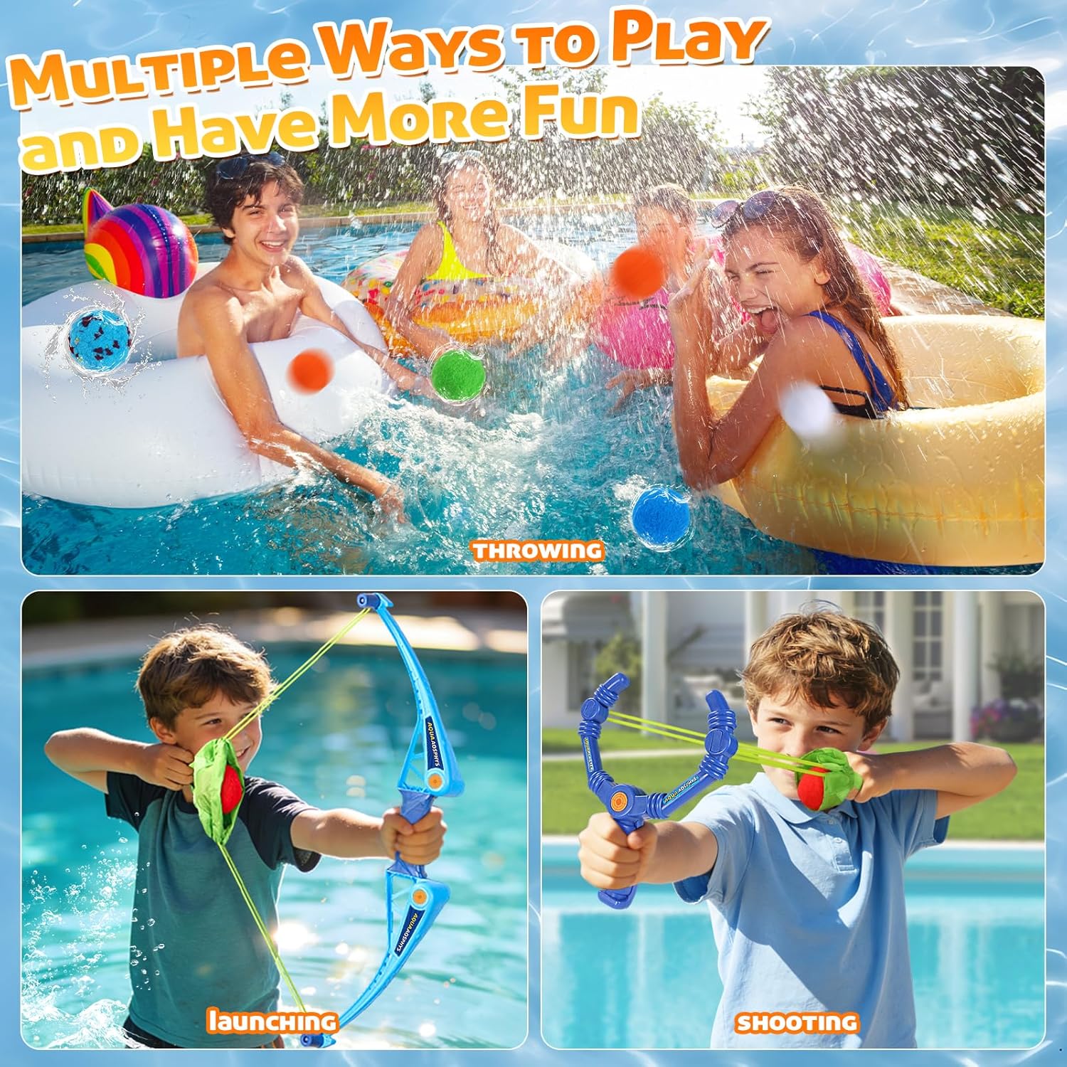 10Pcs Reusable Water Balloons with Bow and Arrow for Kids, Pool Beach Water Fight Equipment for Boys and Girls, Outdoor Summer Toys for Kids Ages 3-12