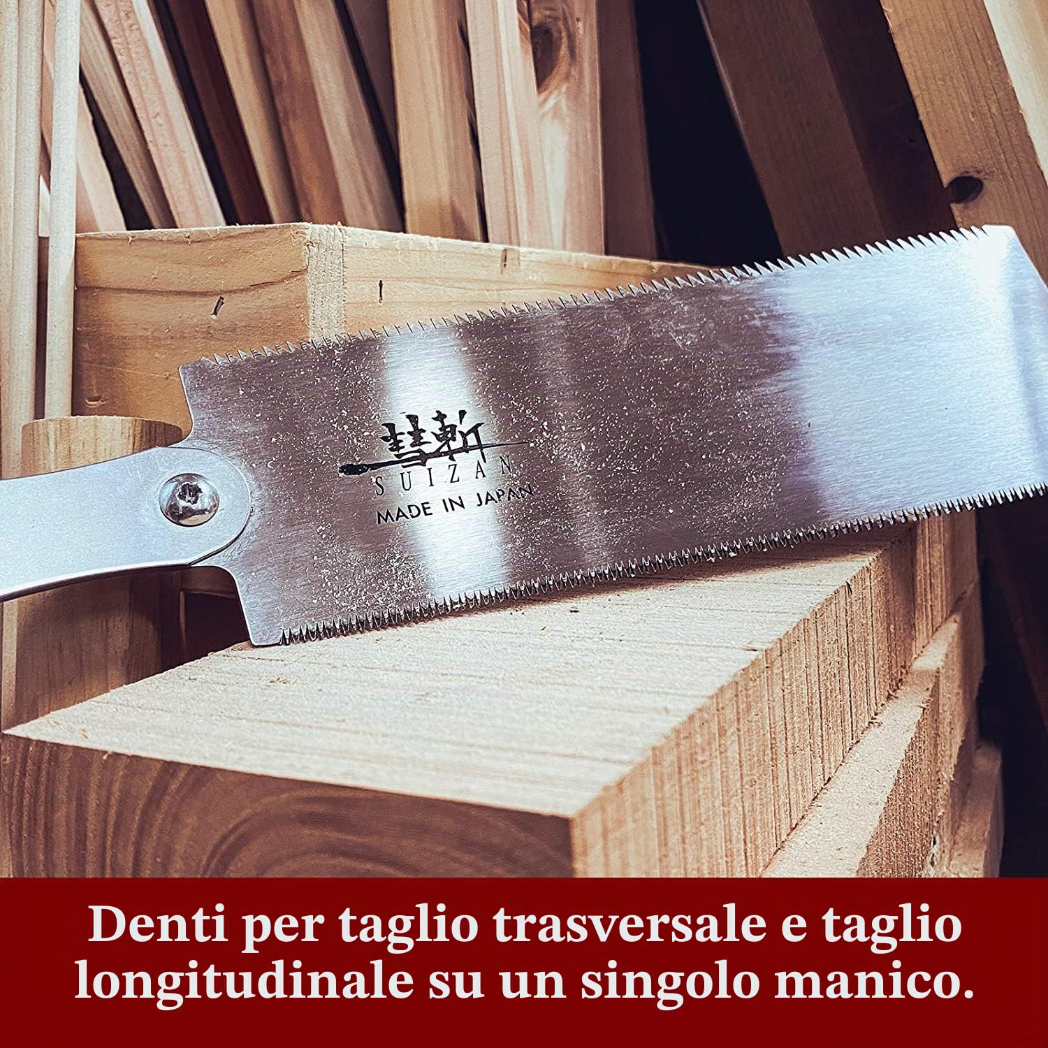 SUIZAN Sega giapponese Ryoba, 24 cm, doppio tagliente, taglio a tiro e taglio a filo, strumenti per la lavorazione del legno