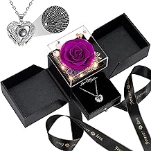 FIACO Gifts for Women Preserved Real Roses with I Love You Necklace Fresh Forever Flowers Birthday Gifts for Mom Grandma Wife Girlfriend on Anniversary Valentines Romantic Gift