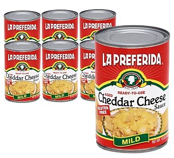 La Preferida Mild Cheddar Cheese Sauce Velvety, Ready-to-Pour Canned Cheese for Nachos, Tacos, Dips & Tex-Mex Dishes, Versatile Pantry Staple, 15oz. Pack of 6