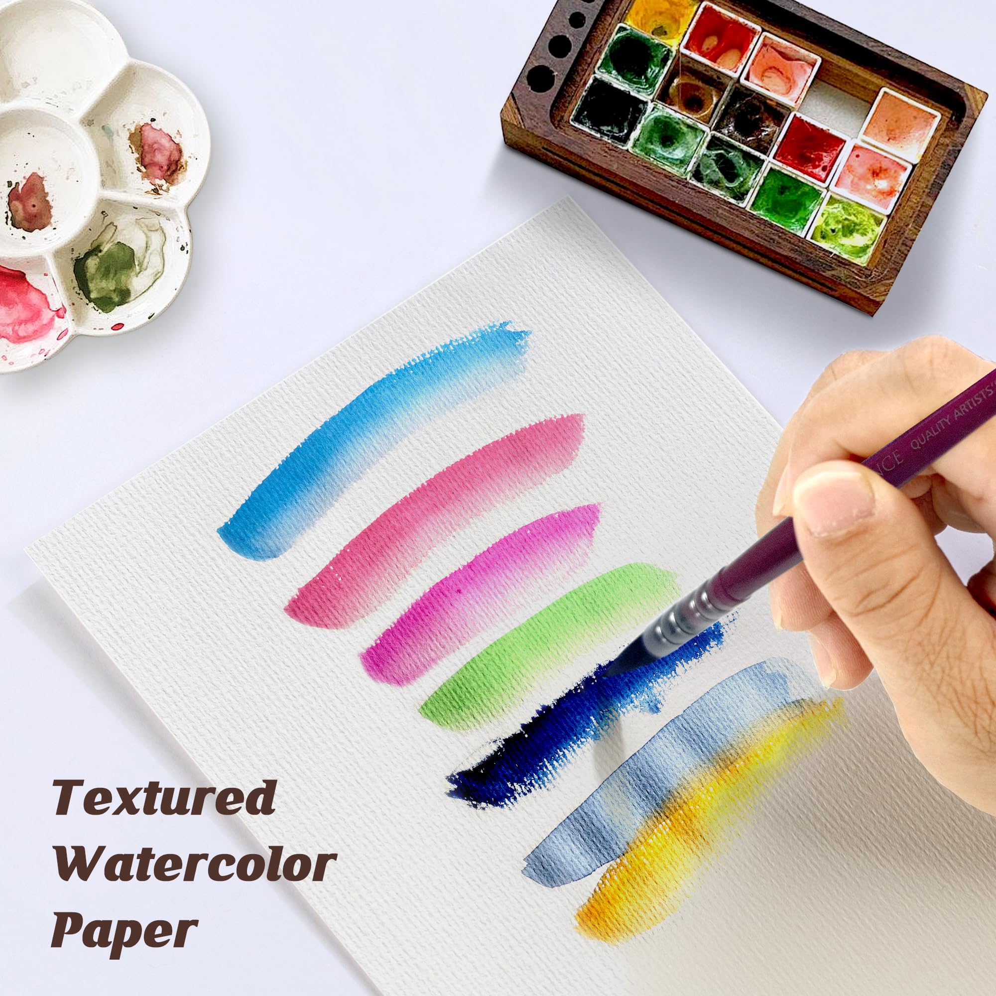 XWT 21 arkuszy papieru akwarelowego luzem, 23 x 30 cm, 63,5 kg/300 g/m², tłoczony na zimno, bezkwasowy, naturalna biel, teksturowane materiały artystyczne, rysunek prezent dla artystów, studentów