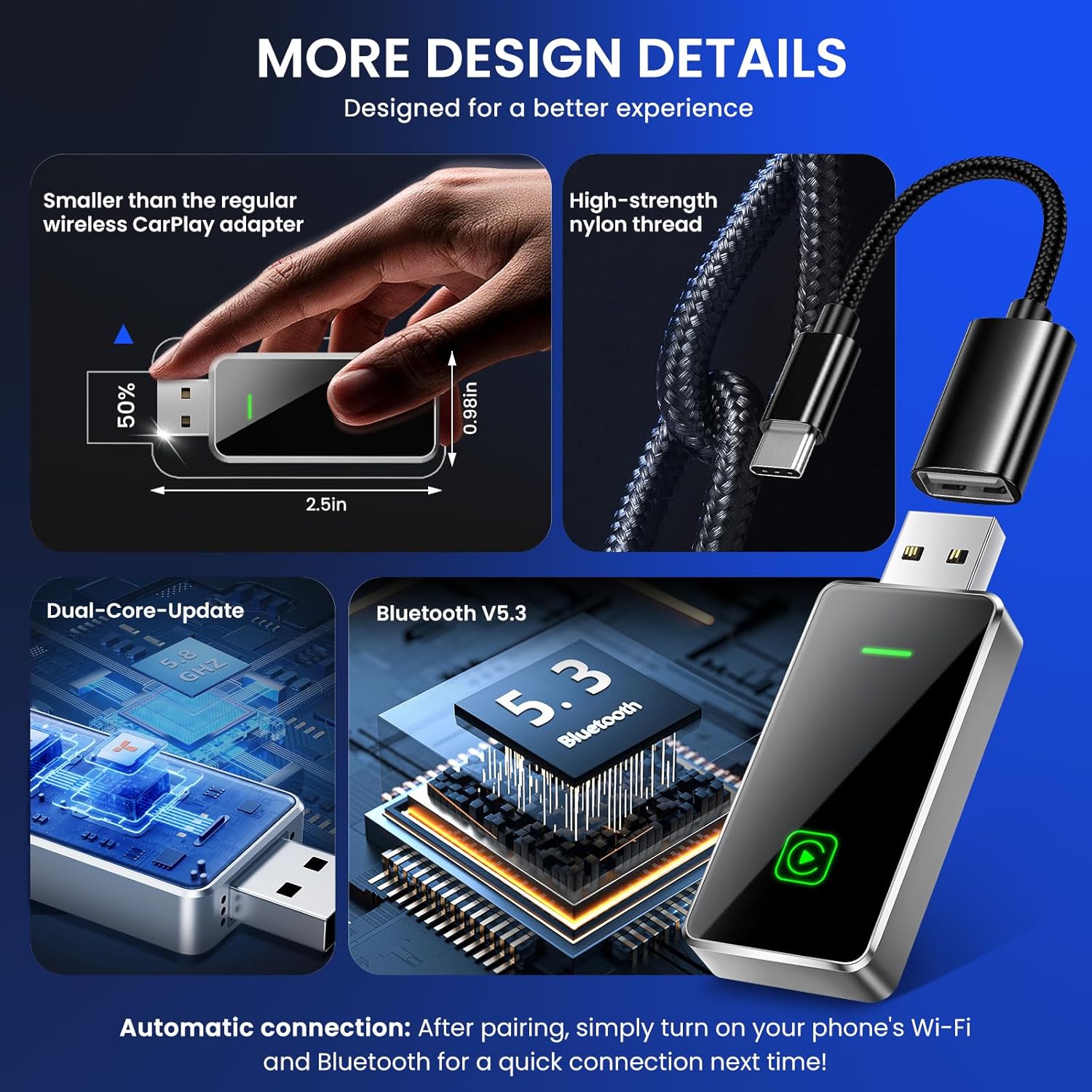 Detailed design and specifications of the wireless CarPlay adapter