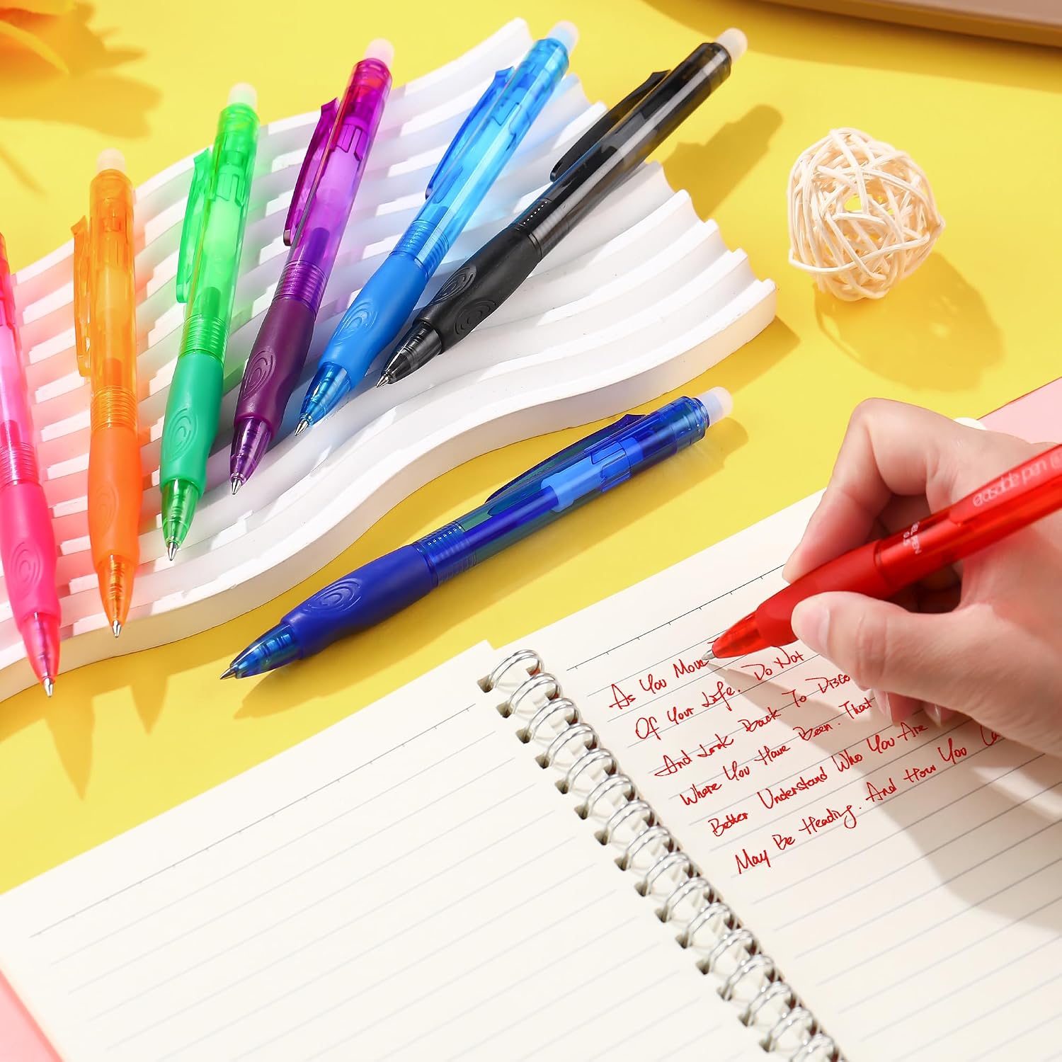  0.5mm 8 Color Erasable Gel Pens, Make Mistakes Disappear, Fine Point Retractable Erasable Gel Pens for Writing, Drawing, Office, Planner, School Supplies thumbnail