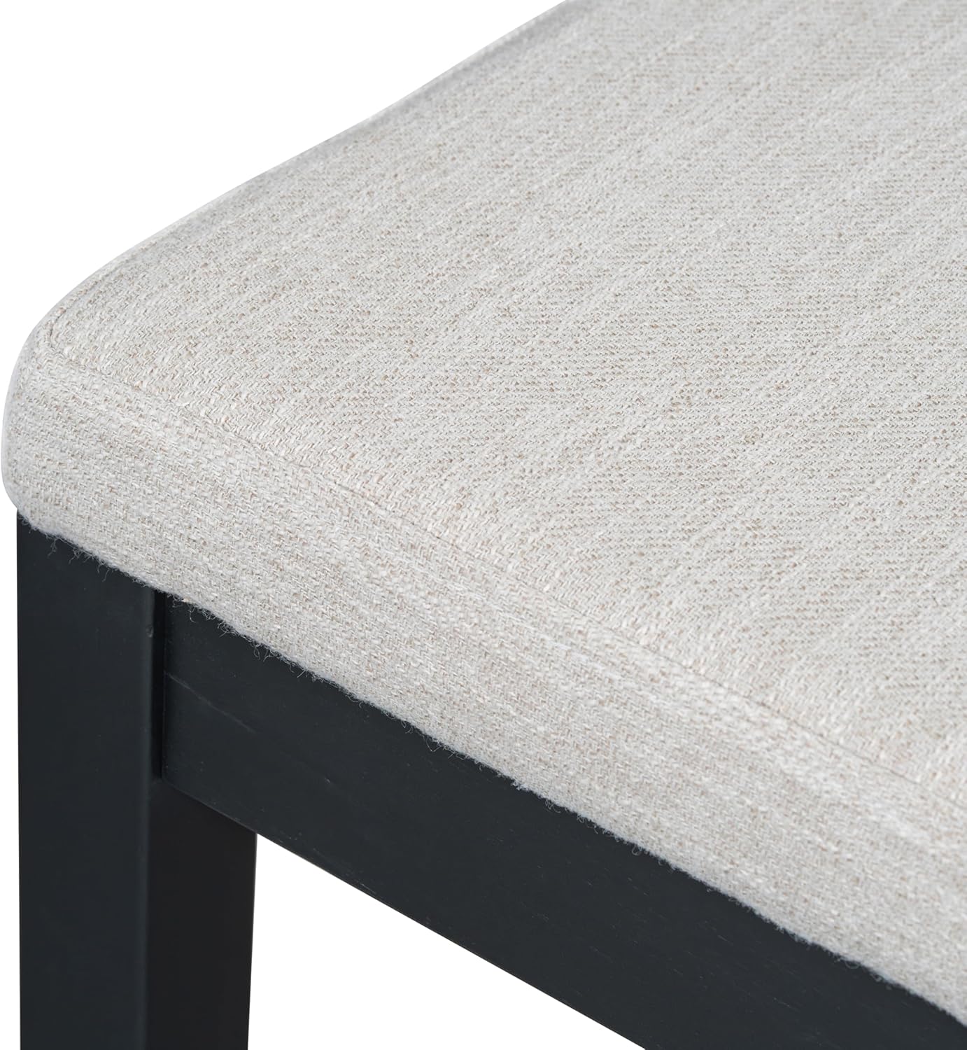 Merax Upholstered Bar Stool Set of 2, 24.5" Counter Height, Solid Wood Frame, Natural Rattan Woven Back, High Chair for Kitchen Island and Bar Tables, Black and Gray