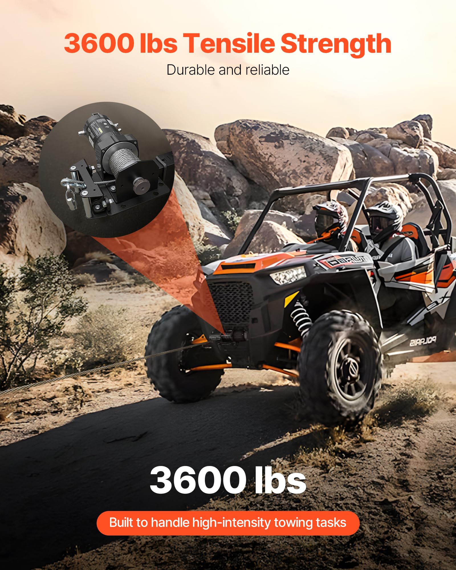 VEVOR Supporto per Verricello per Veicoli, Capacità di Carico di 1633 kg Attacco per Verricello per Gancio di Traino con Ricevitore da 50,8 mm Acciaio Verniciato a Polvere, per Pick-Up ATV UTV, Nero