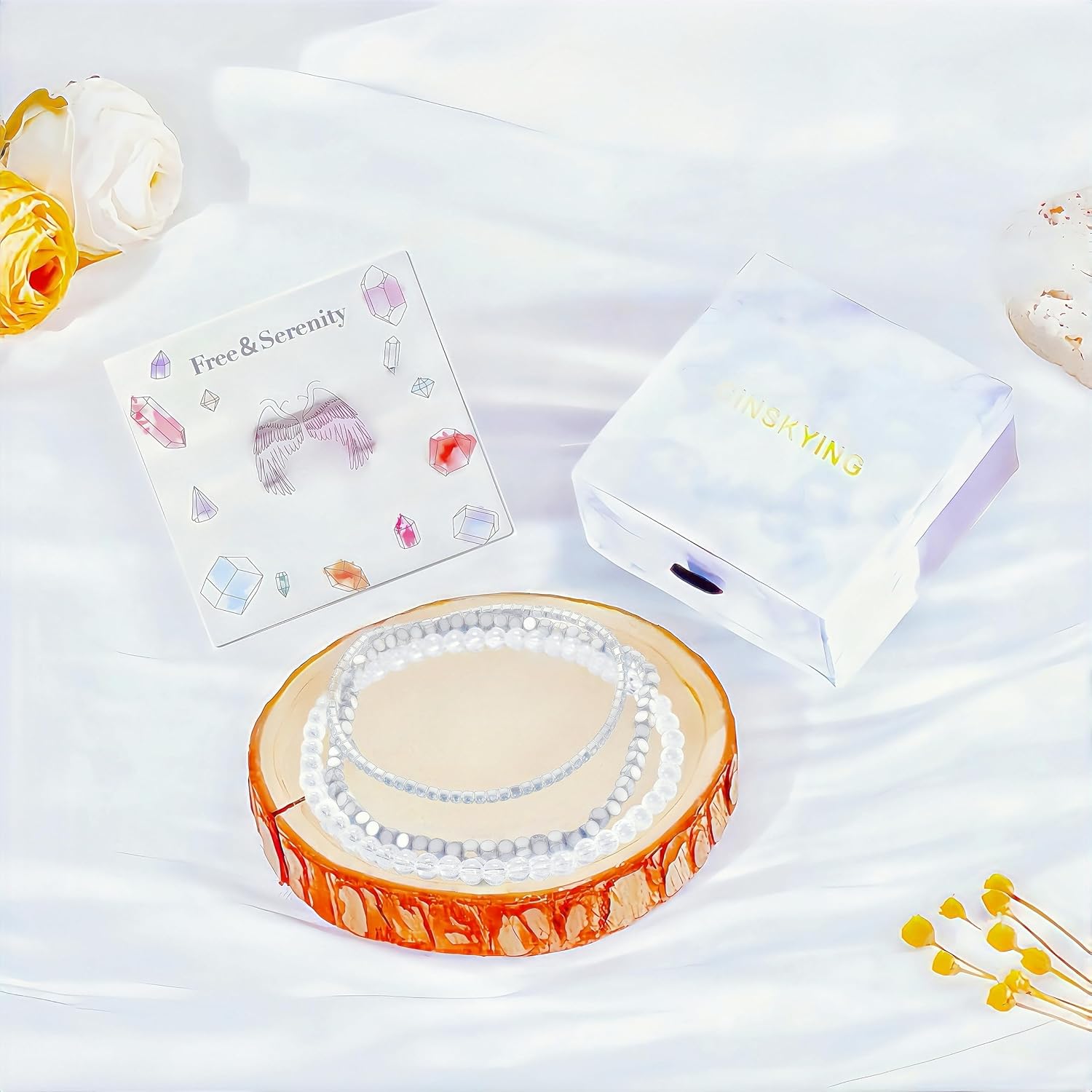 3Pcs Healing Crystal Bracelets for Women Natural Stone Beaded Stretch Bracelet Jewelry Gifts for Women Girl - Image 5