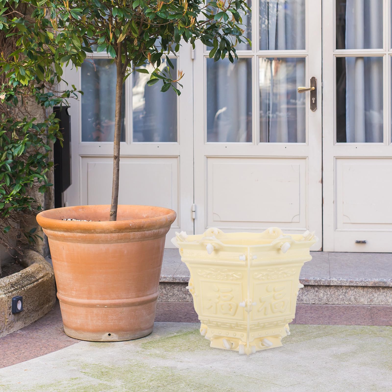VANZACK Blumentopf Form aus Kunststoff Selbstgemacht Blumentopfform für Bastelarbeiten Beige Verschleißfest für Zement und Beton Blumentöpfe Sechseckige Form für Zufällige Zufällige Farbe