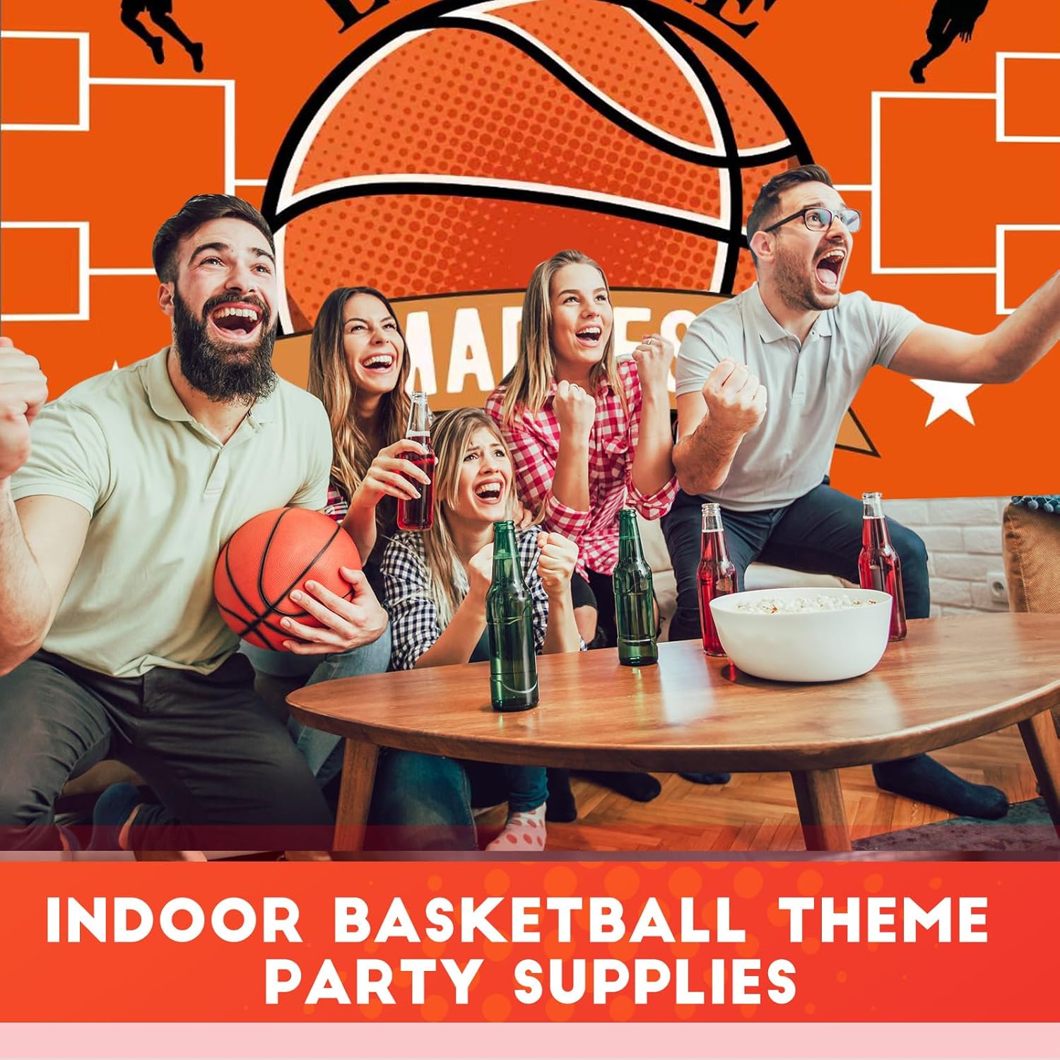 Let the Madness Begin Poster Theme Banner March Basketball Background Banner for College Basketball Party Decorations Indoor Outdoor(5.9x 3.6 ft,Orange)