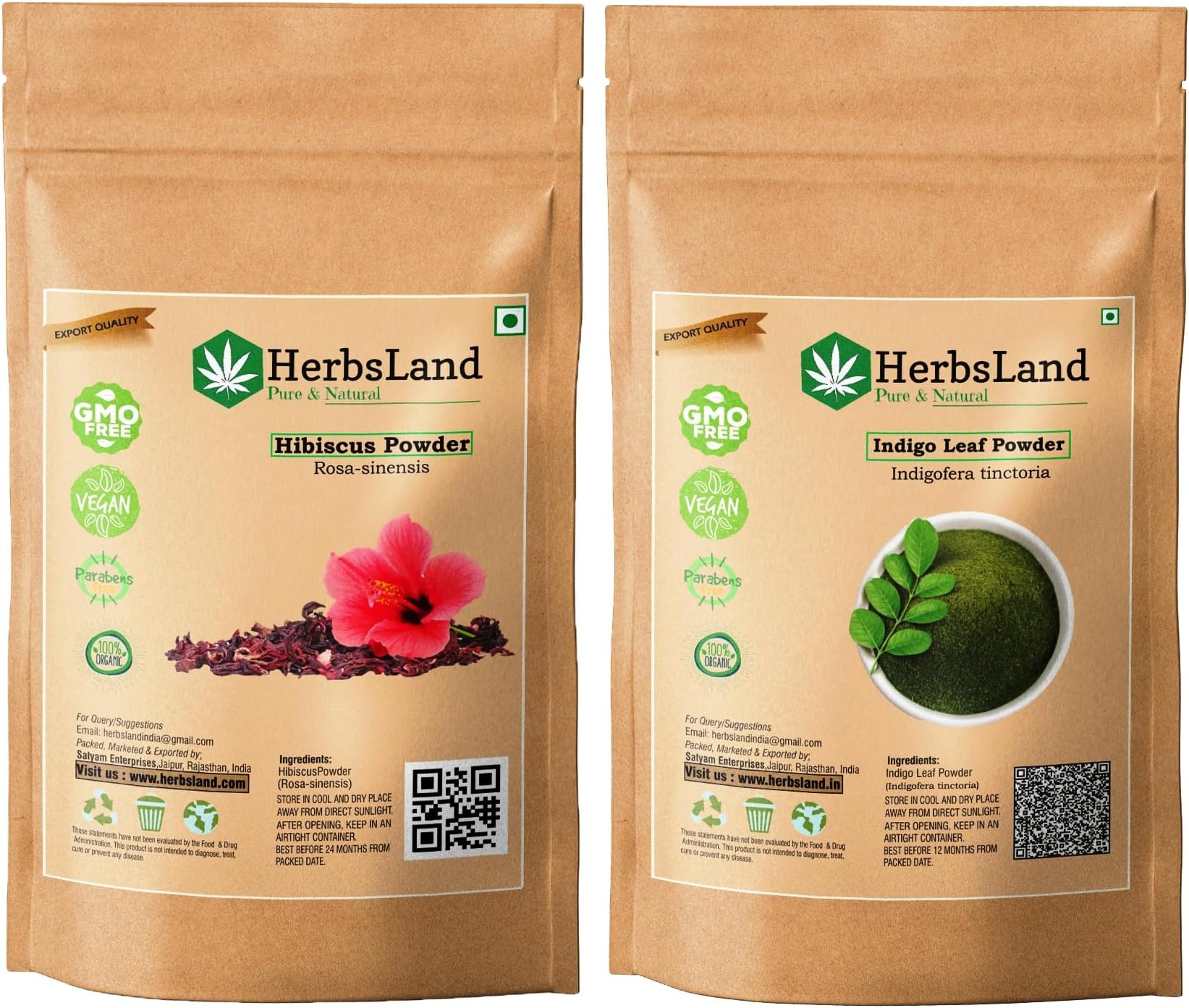 Premium Hibiscus and Indigo Leaf (Indigofera tinctoria) powder for Hair Growth (150gm Each) (pack of 2) (300gm)