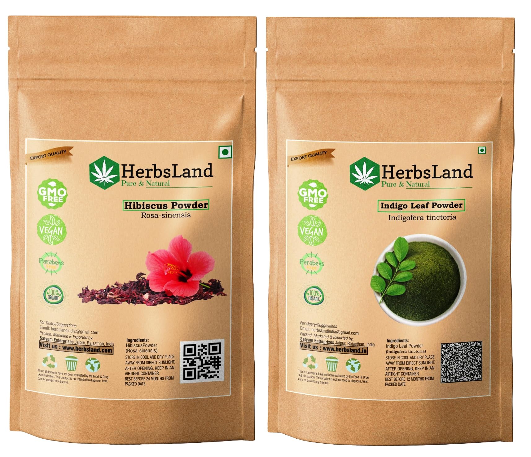 Premium Hibiscus and Indigo Leaf (Indigofera tinctoria) powder for Hair Growth (150gm Each) (pack of 2) (300gm)