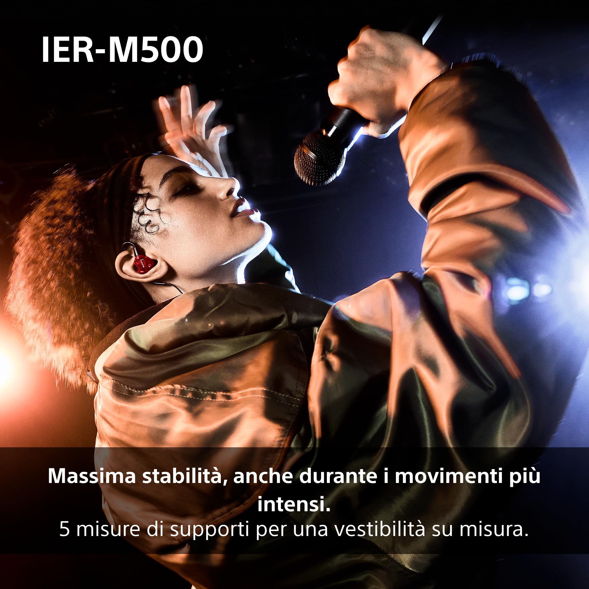 Cuffie intrauricolari con cavo Sony IER-M500 Pro | Auricolari IEM ad alta risoluzione con cavo, isolamento acustico ideali per musicisti, artisti e uso in studio - Nero