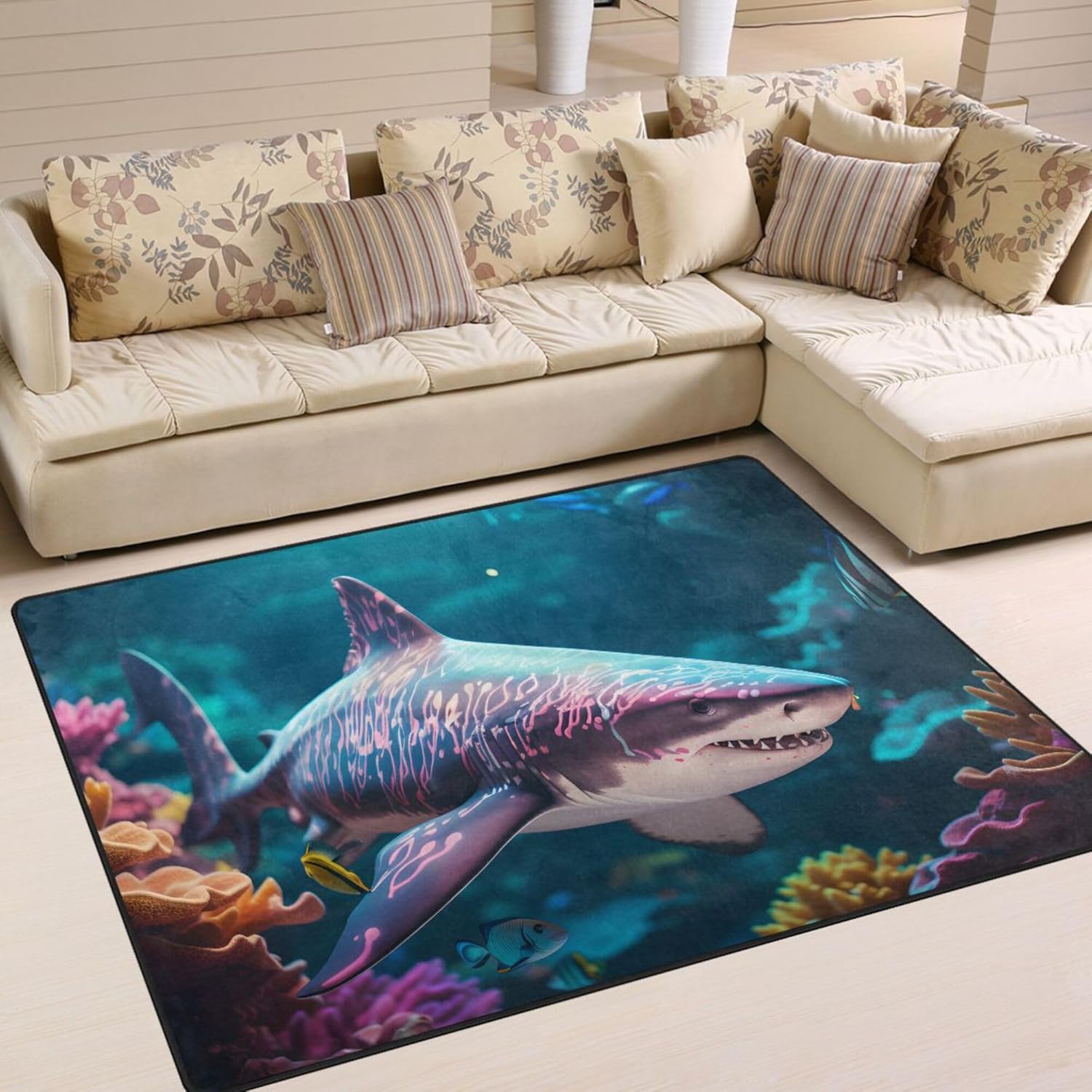 MNSRUU Area Rug Fish Entry Carpet Nursery Rugs for Living Room Bedroom Playroom Rug 80"x58" Non Slip