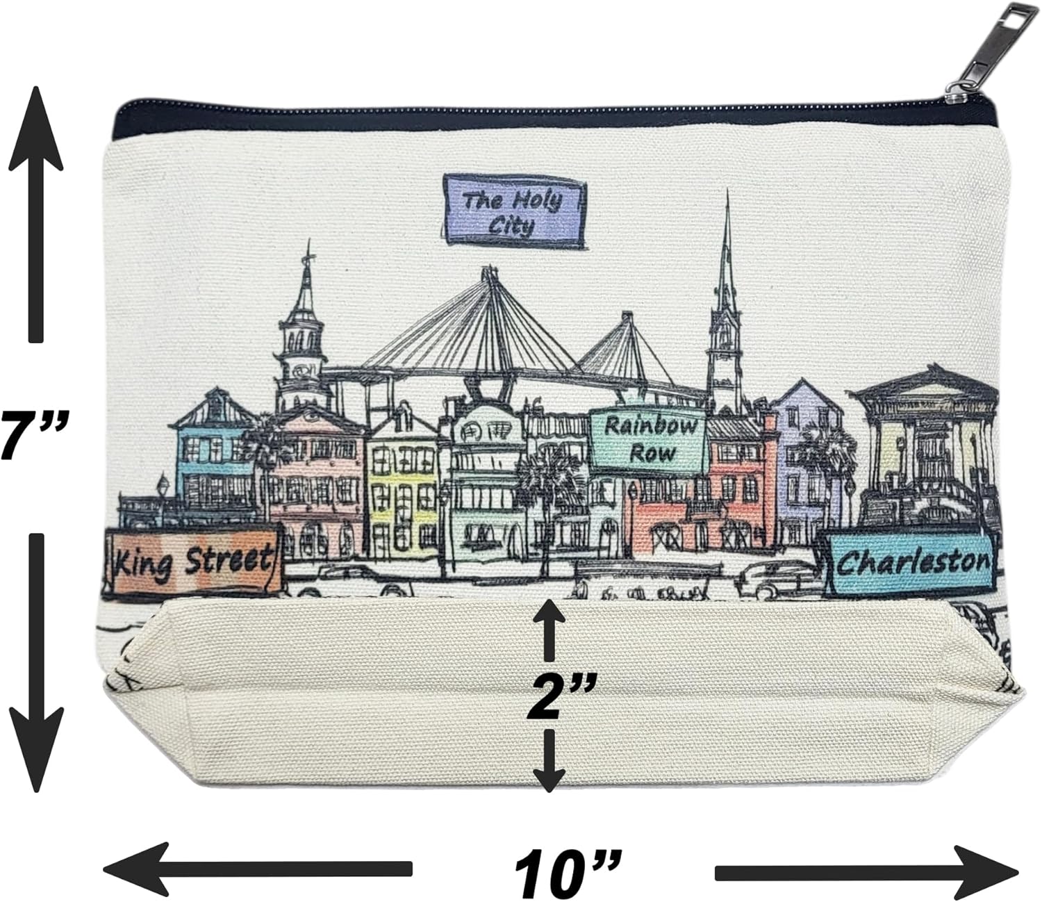 Cities Around the World Artwork Cosmetic Bag Series – Designed in USA, Travel Makeup Bag with Zipper, Souvenir Gift for Women, Artwork Organizer for Purse or Toiletry (Charleston) - Image 6