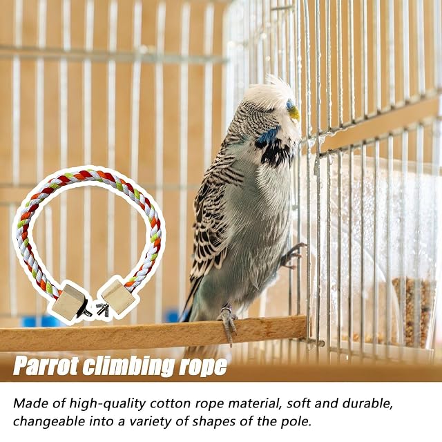 Foto 2 de 8 de Percha de cuerda para loros, juguetes elásticos para pájaros, soporte de percha de cuerda para loros