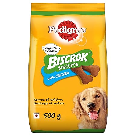 Pedigree Biscrok Biscuits Dog Treat (Above 4 months) Chicken Flavour, 500g Pack