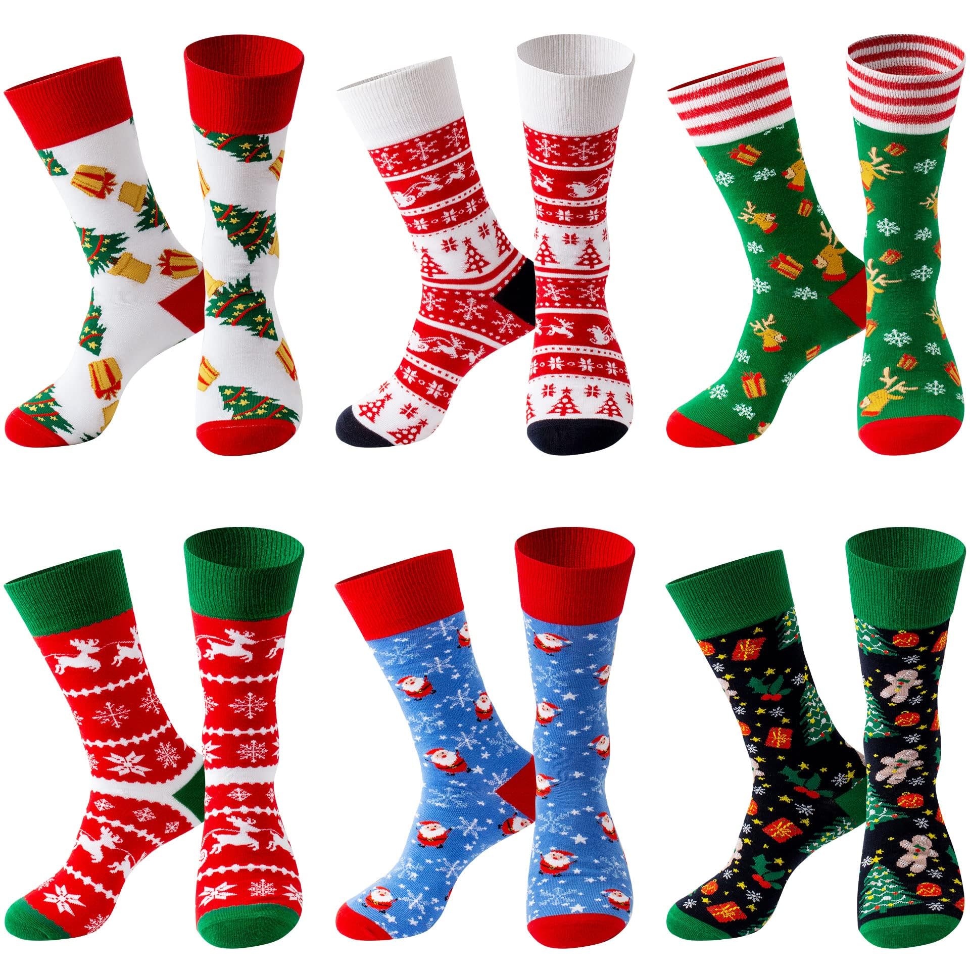 Lounwee Fun Christmas Socks for Men - Funny Xmas Gifts for Male Novelty Cozy Crew Cotton Holiday Sock Set