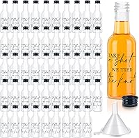 Vista 1 de Bokon 50 botellas de licor para boda con diseño de Take a Shot We Tied The Knot Shot, vasos para invitados, 1.7 onzas líquidas, botella vacía Negro