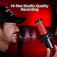 Vista 2 de HyperX QuadCast 2 - Micrófono USB para juegos, transmisión y podcasting, con controles integrados, iluminación LED, soporte de choque extraíble, PC