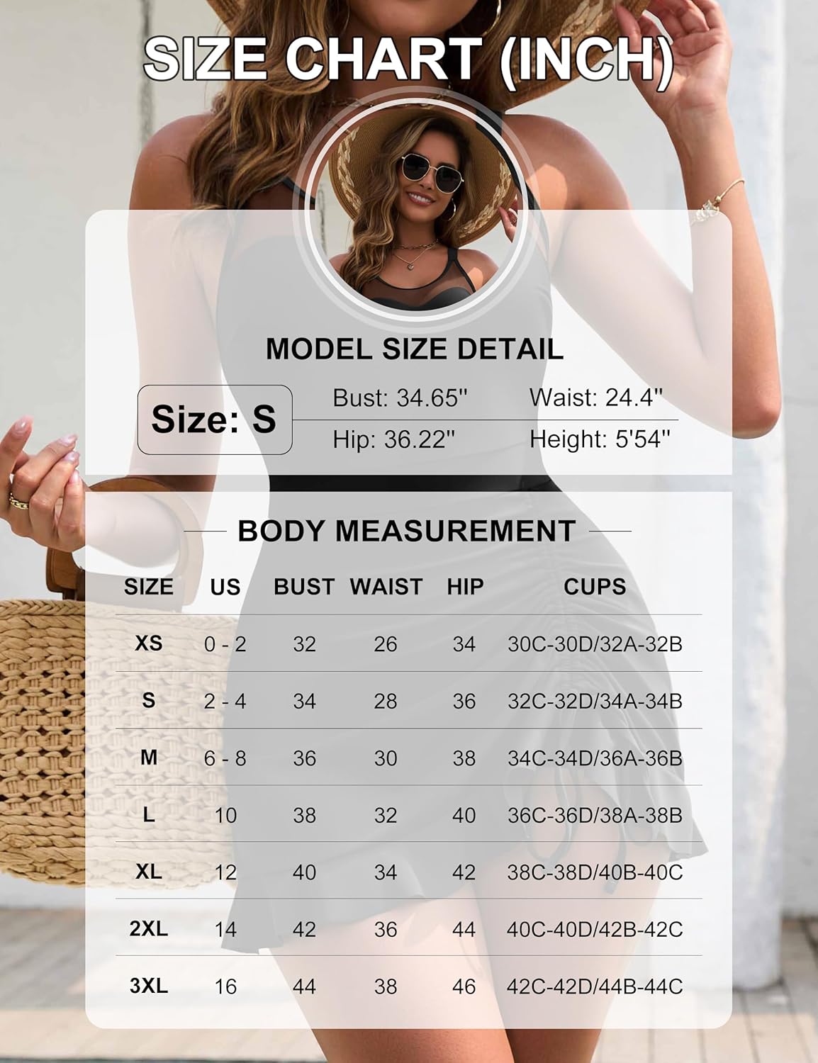 BMJL Womens One Piece Swim Dress Tummy Control Swimsuits Slimming Modest Mesh Sheer Bathing Suit Swimwear - Image 7