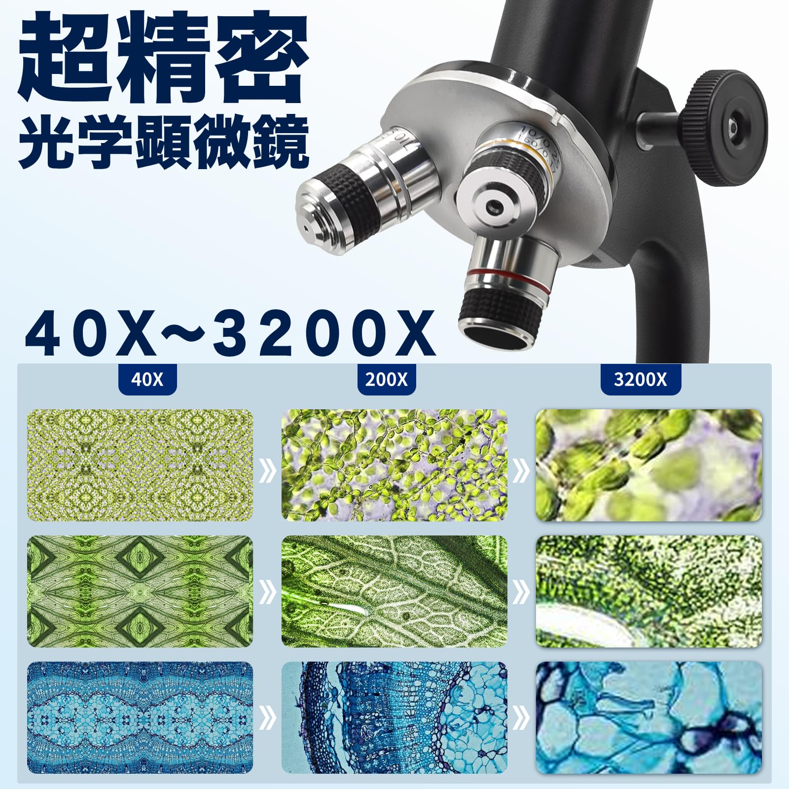 Amazon.co.jp: 顕微鏡 小学生 子供【40X~3200X・標本付き】人気 中学生