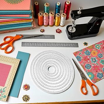 8Pcs Circle Cutting Dies for Scrapbooking Cutting Dies, Embossing, Photos, Crafts, Decorative Paper Cards, Die-Cutting for Card Making Templated+Cute Brooch Pin for Home and Kitchen