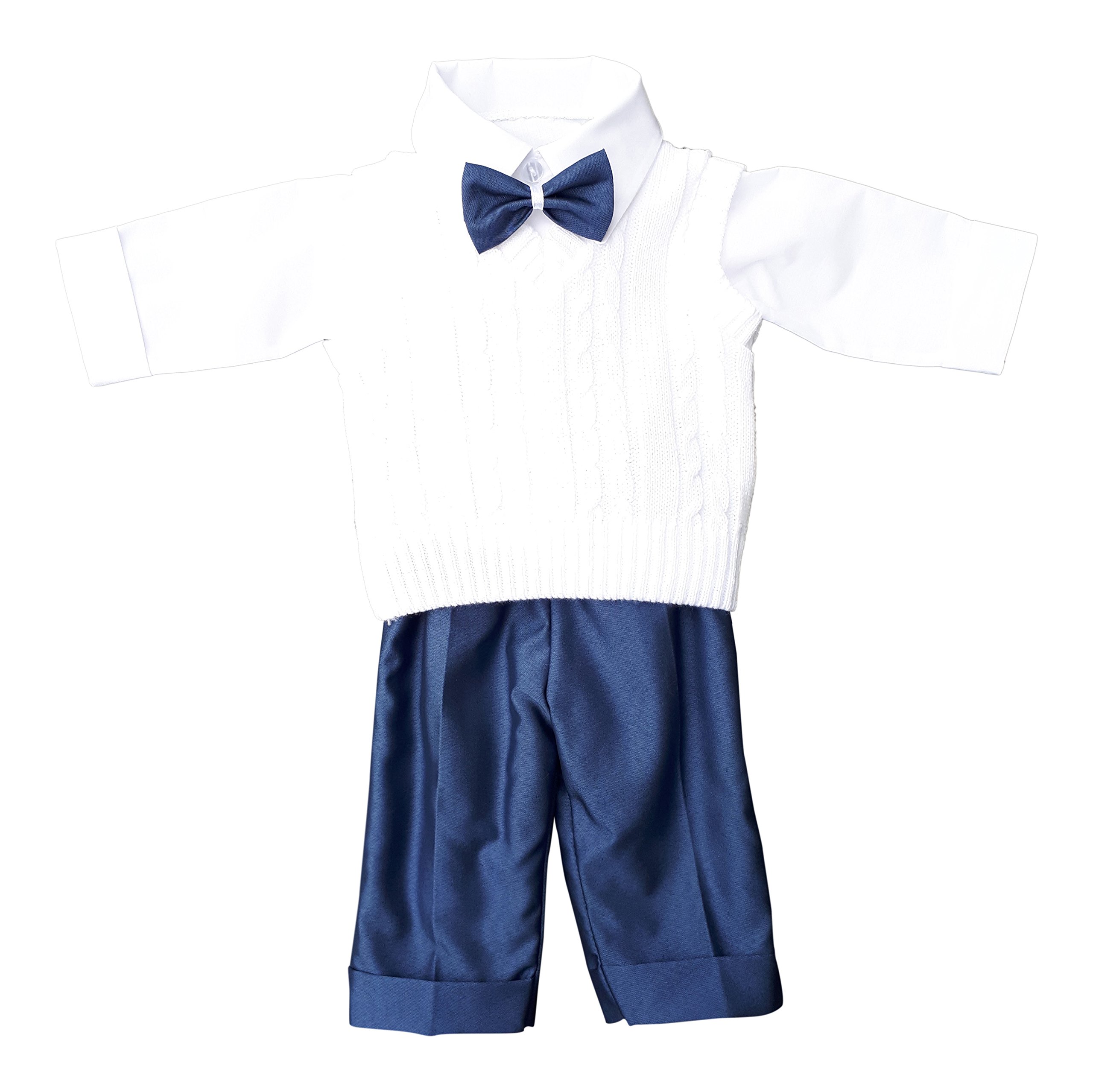 Taufanzug Festanzug Anzug Weste Hose Hemd Fliege Taufe Baby Set weiß blau