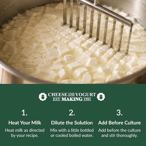 Calcium Chloride Solution for Cheese Making, Enhance Cheese Texture and Yield, Ideal for Home Cheese Makers and Cheese Enthusiasts, Food-Grade, Easy-to-Use Liquid Formulation - 100ml