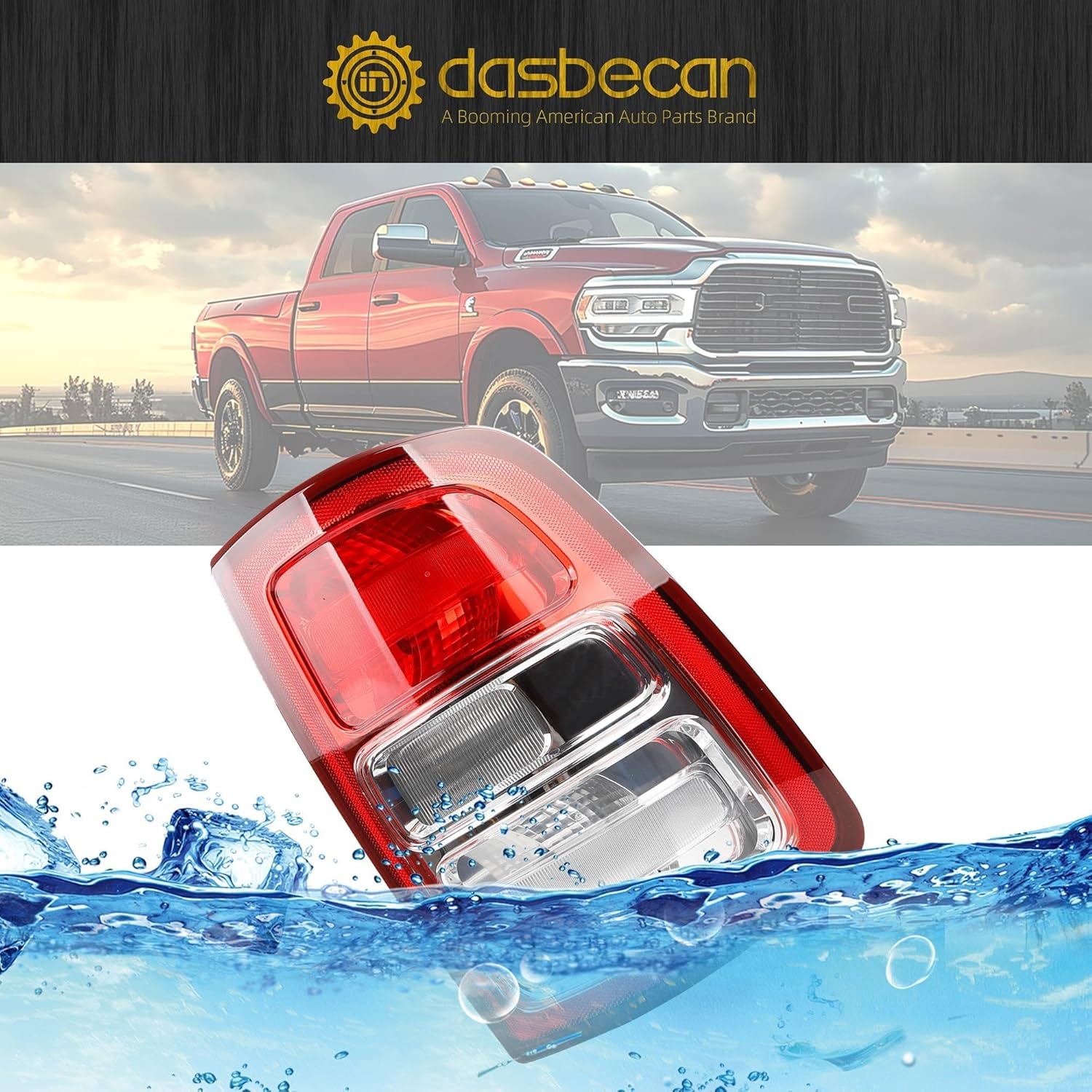 Dasbecan Tail Light Assembly Halogen Compatible With Dodge Ram 2500 3500 2019-2023 Rear Lamp Right Passenger Side 68361714AE