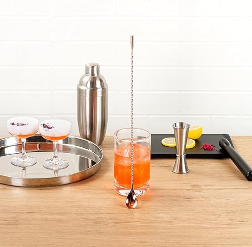 Miniatura 3 de Cuchara de acero inoxidable de 160in perfecta para barras profesionales o uso en el hogar cuchara mezcladora chapada en cobre mango de patrón en