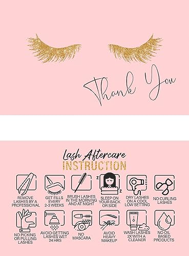 Miniatura 8 de BRAWNA Paquete de 100 tarjetas españolas de cuidado posterior para extensiones de pestañas, Cuidado de Pestañas Tarjetas Español, tamaño 3.5 x 2