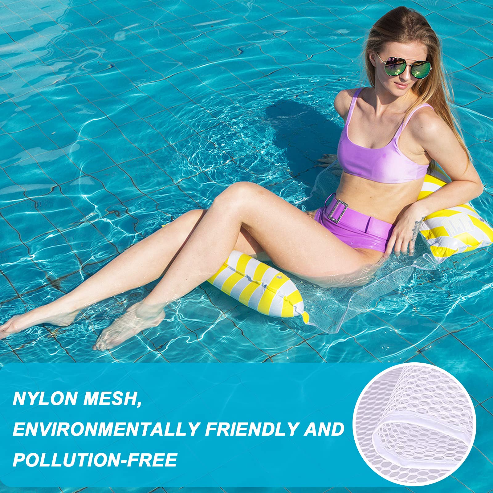 Yisscen Water Hammock, Inflatable Swimming Bed 4-in-1 Lounge Chair Pool, Inflatable Hammock - Image 4