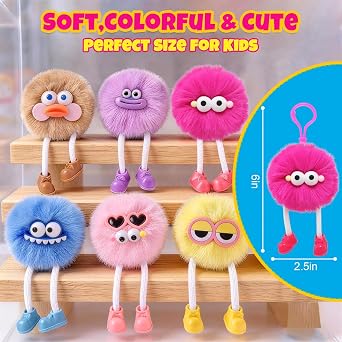 JoyPlus 6 PCS Cute Plush Keychain, Fluffy Trinket, Soft Plush Pendant with Exquisite Box, Plush Toys Keychains for School classroom Class, Cute Keychains for Kids Boys Girls