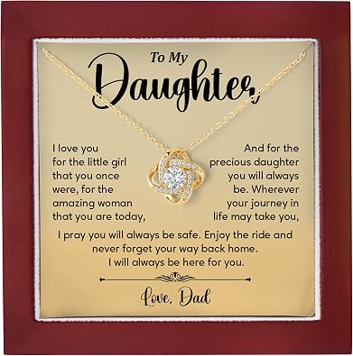 Daughter Necklace From Dad To My Daughter Necklace Gift, Personalized Name Pendant Necklace - Meaningful Gift Idea For Daughters From Dad - Custom Name Necklace For Daughter - Birthday, Graduation Jewelry Presents With Thoughtful Message Card And Elegant Box.