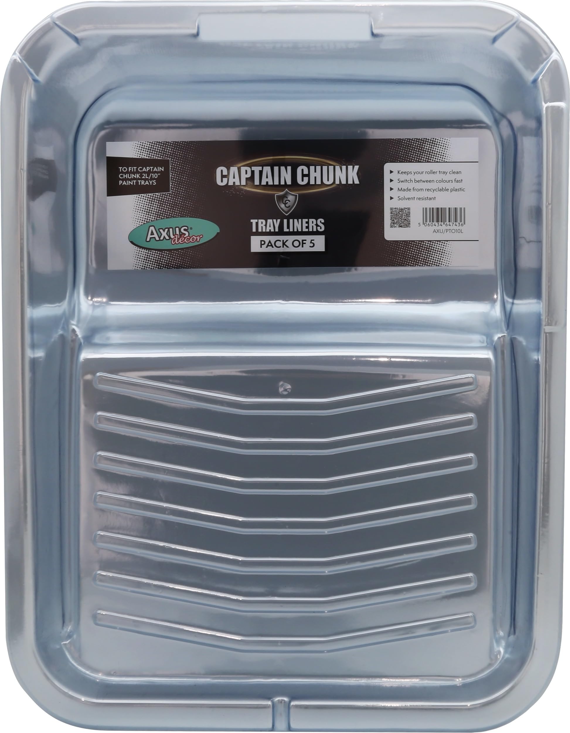 Axus Decor Captain Chunk Tray Liner (Onyx Series) Paint Tray Liner, 2L Plastic Paint Tray, Ideal for Oil Based Painting - Fits Roller Sleeves Upto 10 Inch, For Professional Painter's & DIY (5 Pack)