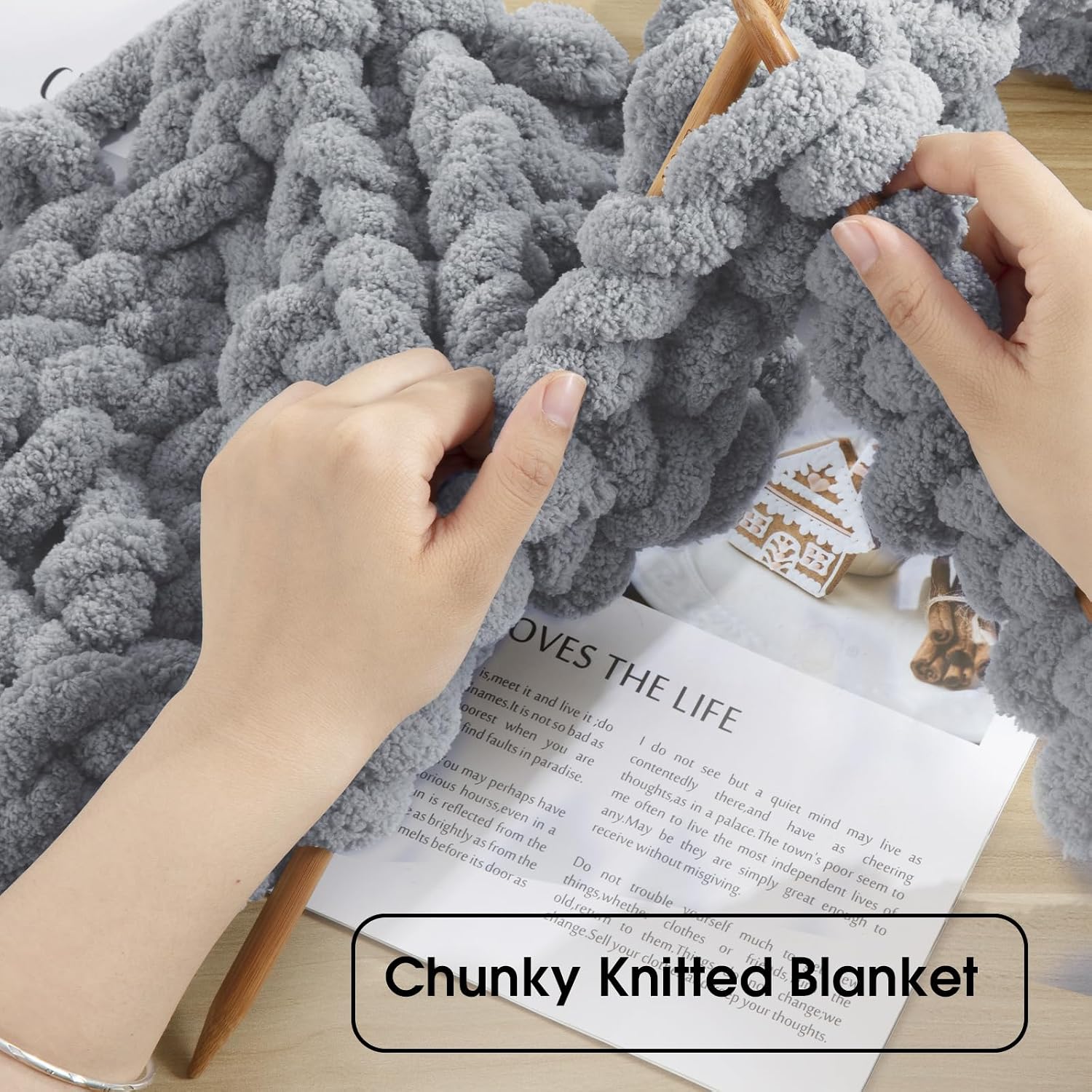 HOMBYS Chunky Chenille Yarn for Crocheting, Super Bulky Jumbo Yarn for Hand Knitting, 3/4" Thick Soft Plush Yarn for Blankets, 8 Skein Pack (27 yds / 8 oz Each), Multi Assorted Black Grey