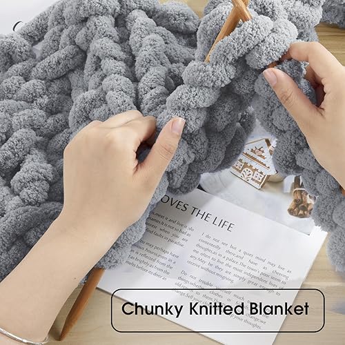 Miniatura 3 de HOMBYS Paquete de 8 hilos gruesos surtidos para tejer a ganchillo, hilo súper voluminoso, grande, suave y esponjoso, hilo de felpilla grueso para