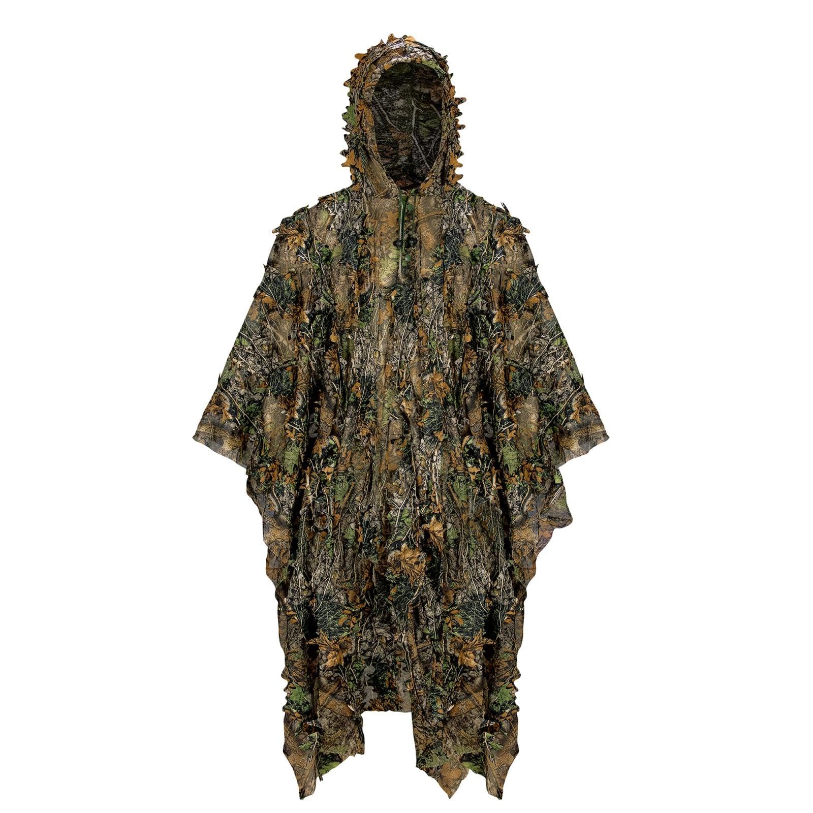 TFixol Poncho Ghillie con Camuffamento a Foe 3D Mantello in Poliestere Asciugatura Rapida per CS Fotografia della Fauna Selvatica e Osservazione de Uccelli