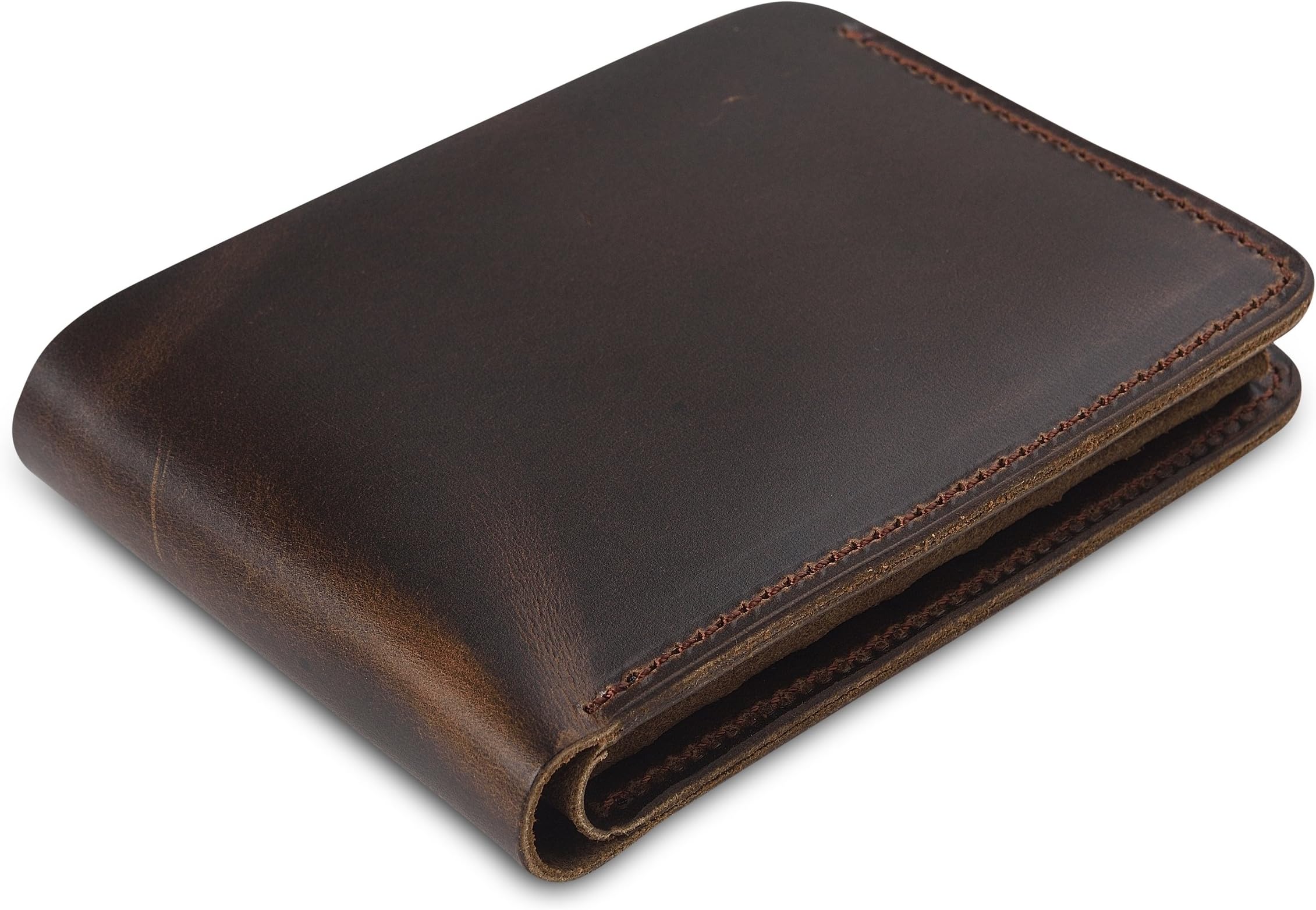 Secret Felicity Men's Leather Bifold Wallet Entirely Handmade (SF1001) (Dark Brown)