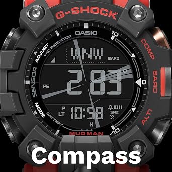 Casio GW9500-1A4 Men's Tough Solar Master of G Red Mudman G Shock Watch Red