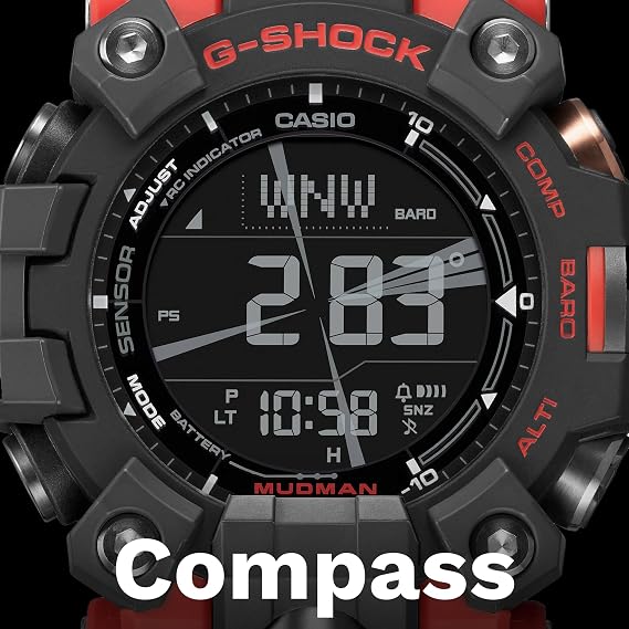 Casio GW9500-1A4 Men's Tough Solar Master of G Red Mudman G Shock Watch Red