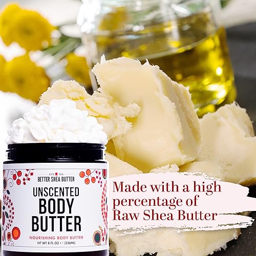 Miniatura 2 de Unscented Body Butter for Dry Skin with Raw Shea Butter and Jojoba Oil Deep Moisturizer Safe for Sensitive Skin, Non Greasy, Fragrance Free 8