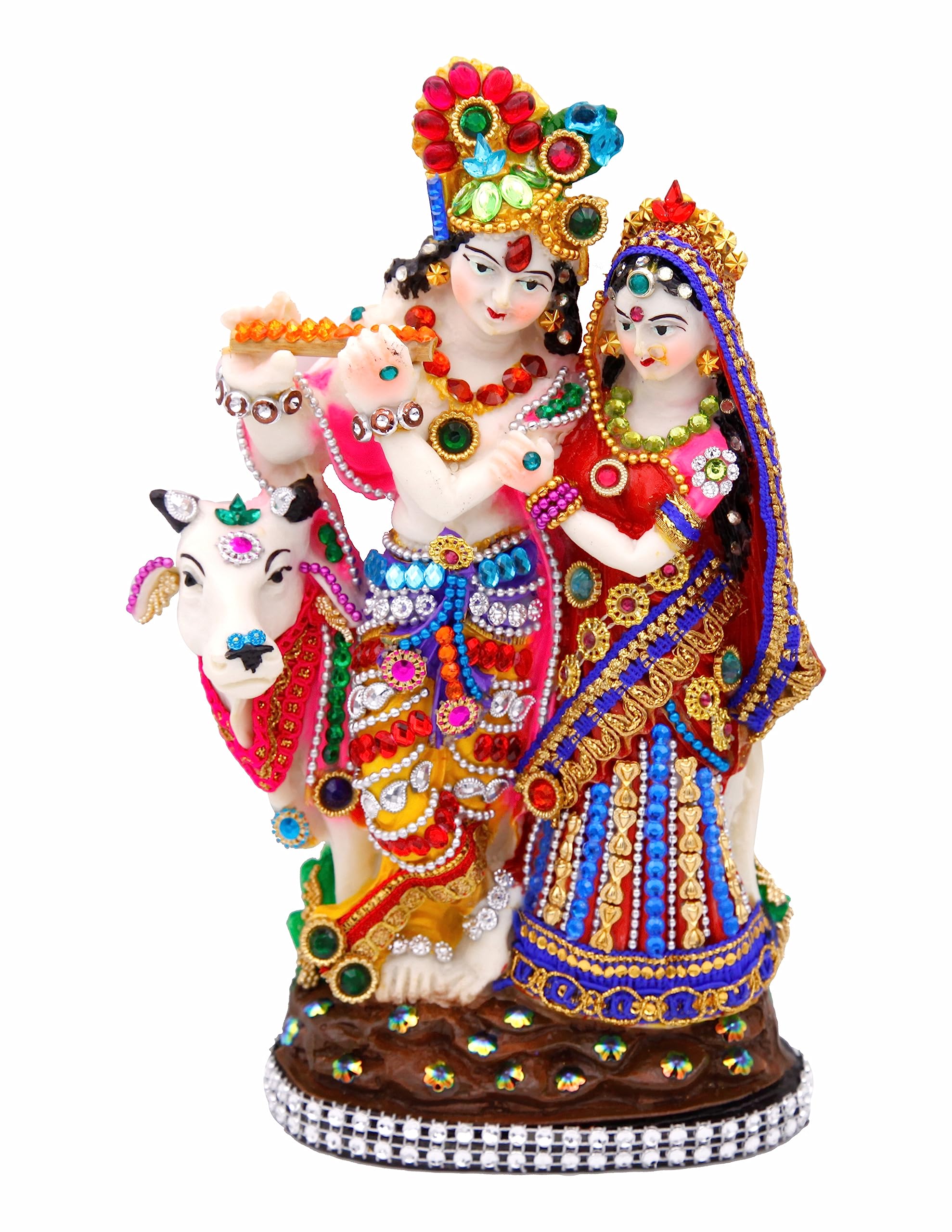 Buy Radha krishna murti idol showpiece God jugaljodi Radha Krishna Cow