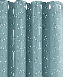 Deconovo Set of 2 Sky Blue Blackout Curtains, Thermal Insulation, Anti-Cold, Diamond Printed Curtains for Living Room, 132 x 114 cm, Children, Bedroom Curtain