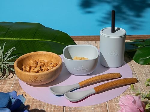Miniatura 6 de Avanchy Bamboo La Petite Family Collections Set de regalo verde – Incluye mini cuenco de bambú, cuenco de silicona, taza de silicona y cucharas de
