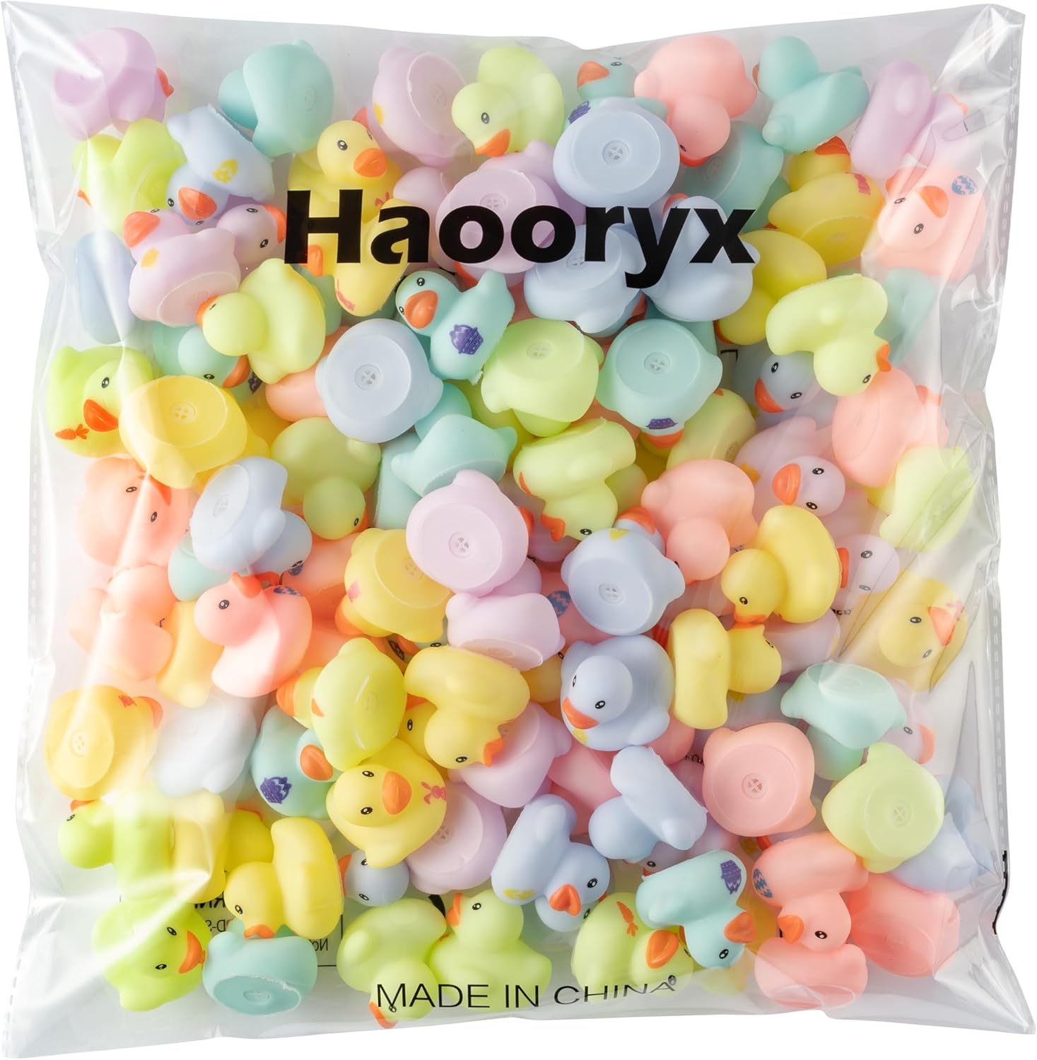 Haooryx Easter Mini Rubber Duck - 60Pcs Rabbit Egg Ducky Novelty Duck Cute Bunny Squeak Bathtub Float Bath Toy for Spring Holiday Decoration Birthday Gift Summer Pool Party Favor Easter Basket Stuffer