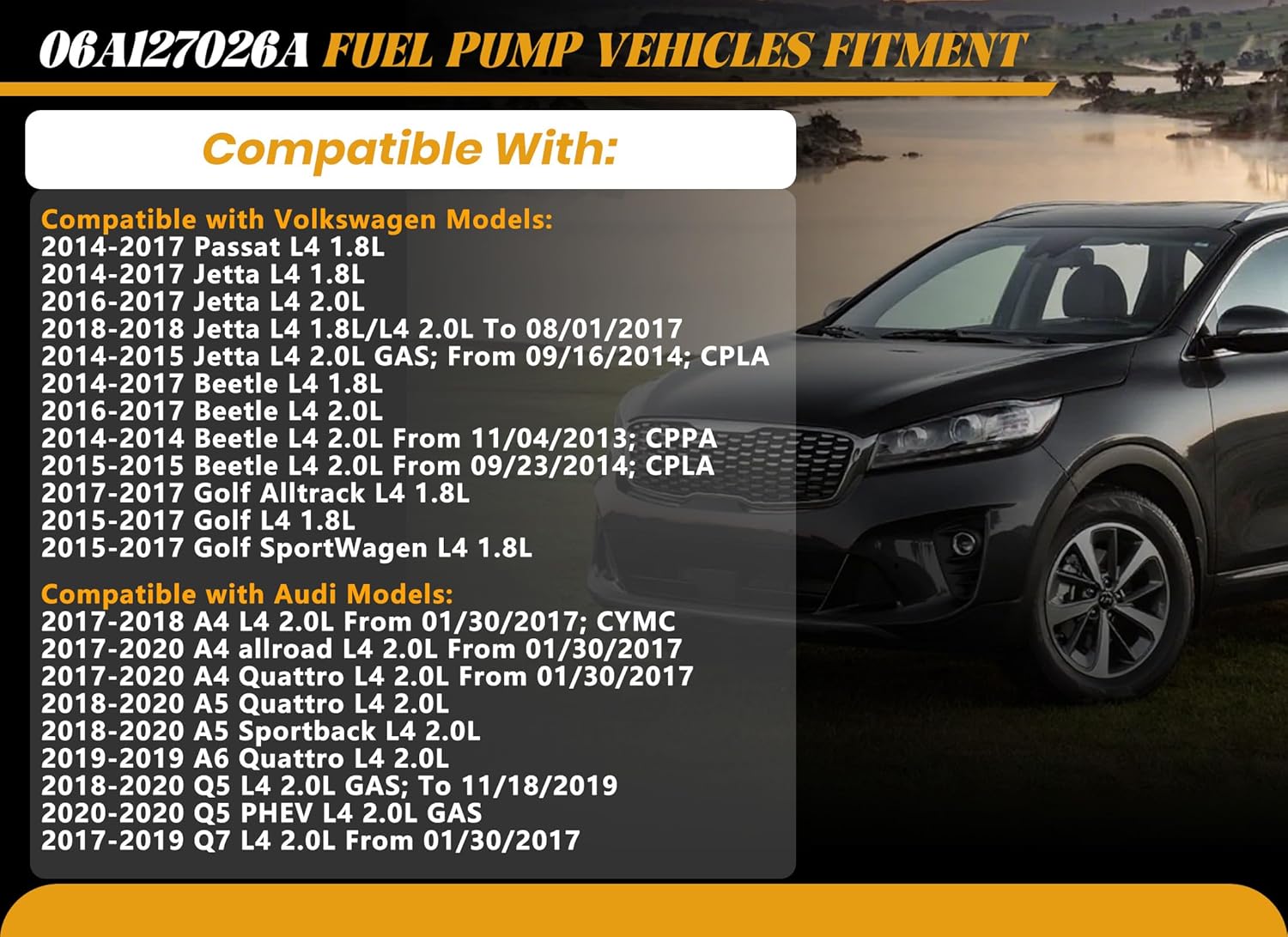 High Pressure Fuel Pump Compatible with VW Volkswagen Passat Jetta Beetle Golf Alltrack Golf SportWagen 2014-2018, Fit for Audi A4 Allroad Quattro A5 Quattro A6 Quattro Q5 PHEV Q7 L4 2.0L