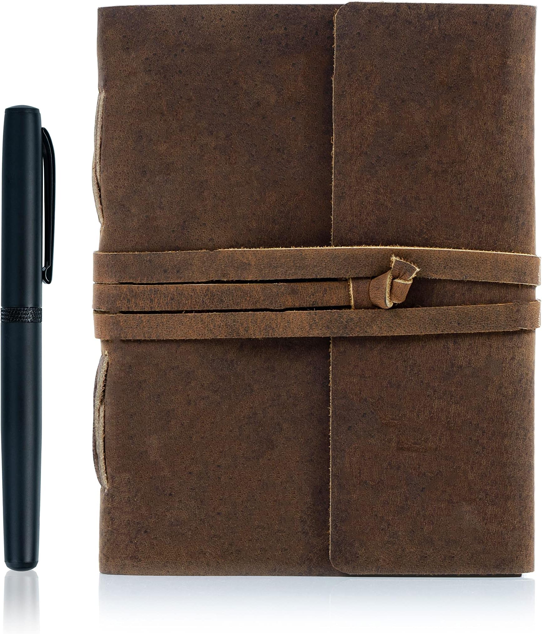 Handmade Leather Journal Lined Paper with luxury pen | Writing Notebook Diary | Bound Daily Notepad for Men & Women Medium, Writing pad for Artist, Sketch (7 X 5)